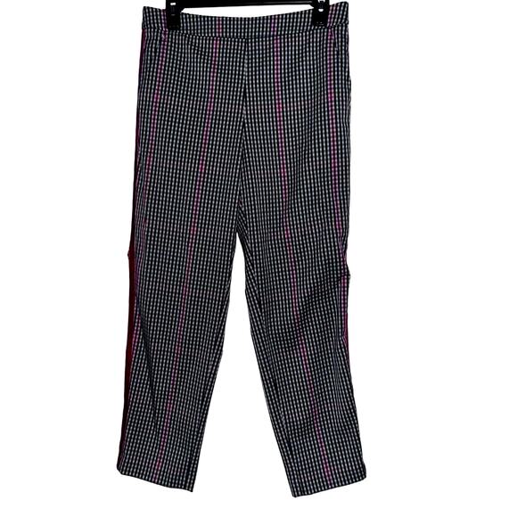 Banana Republic Hayden pull-on black, tan & pink plaid pants small - Picture 1 of 6